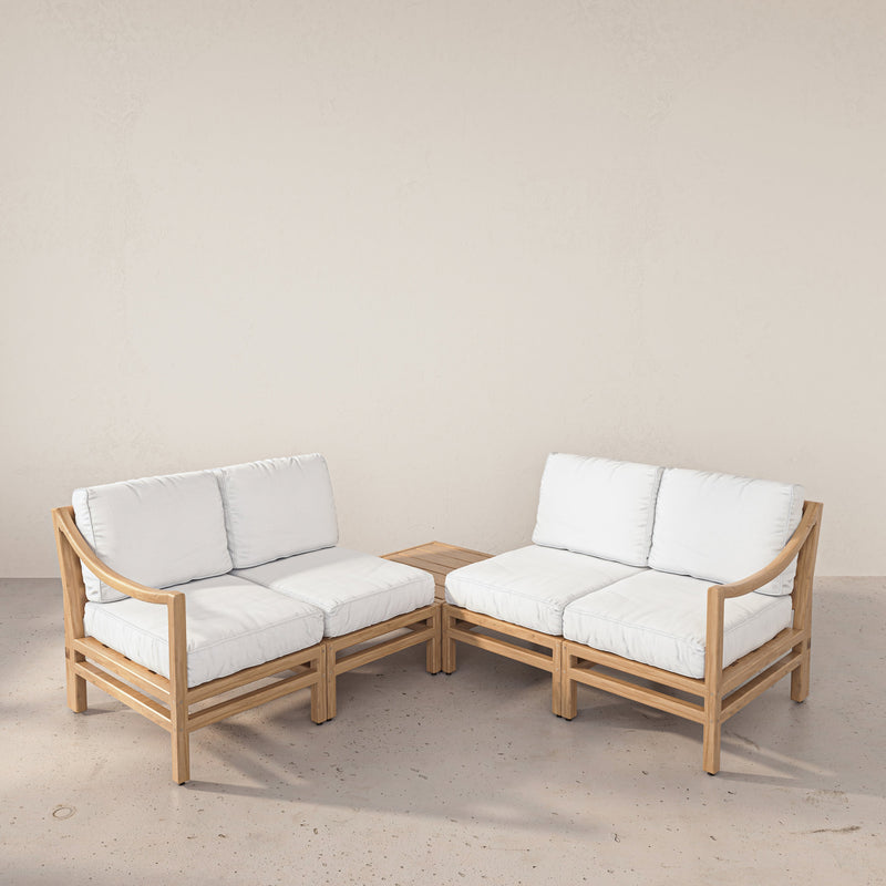 Ema White Oak 5 Piece Sectional with Corner Coffee Table