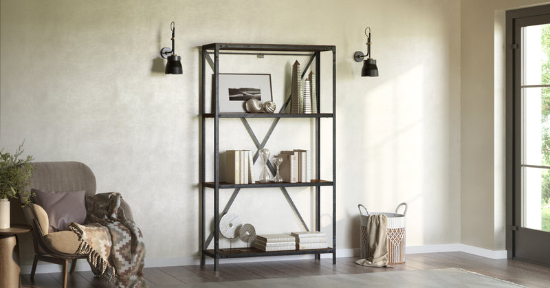 Pictured in Tobacco Finish. Pictured with <a href="/products/euro-industrial-wall-light">Euro Industrial Wall Light</a> and <a href="/products/melville-flat-weave">Melville Flat Weave Rug</a>.