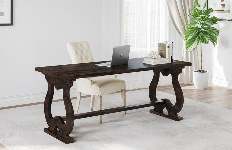 Carved Trestle Writing Desk