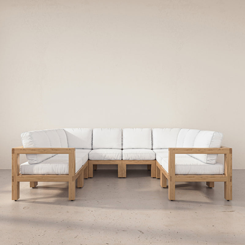 Aria White Oak 8 Piece U Sectional