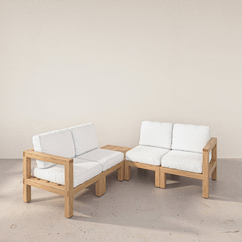 Aria White Oak 5 Piece Sectional with Corner Coffee Table