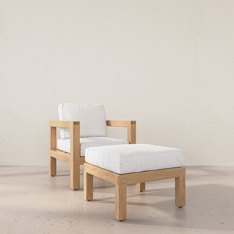 Aria White Oak Chair and Ottoman